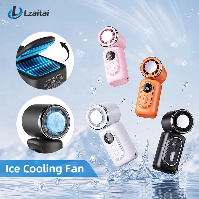 Mini ventilateur portable haute vitesse, ventilateurs de refroidissement, ventilateur à compresse de glace, 3000mAh, 5 vitesses, 180° °   Clip