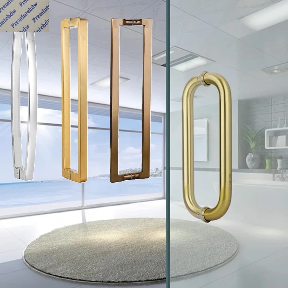 Barre de porte en verre SUS304, 1 pièce, support arrière-à-dos, or Rose, blanc, noir