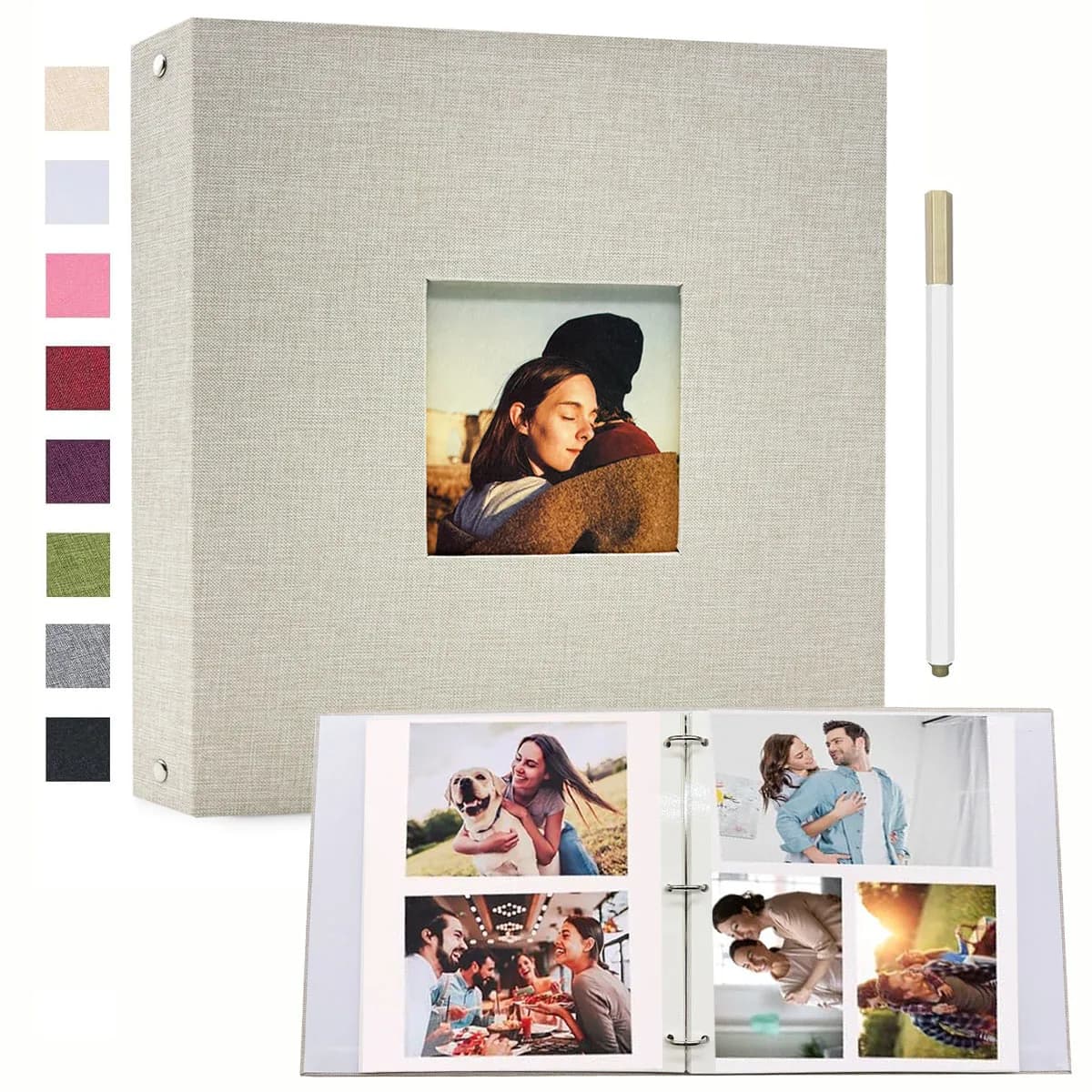 1 Album en lin Album de scrapbooking à 3 anneaux peut contenir 8x10 5x7 4x6 Photos Album de bricolage Cadeau parfait pour les mariages et les