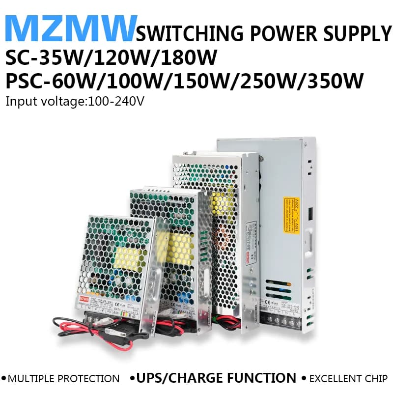 UPS/fonction de Charge alimentation à découpage 35W 60W 100W 120W 150W 180W 250W 350W 110/220V AC/DC 12V 24V chargeur de batterie