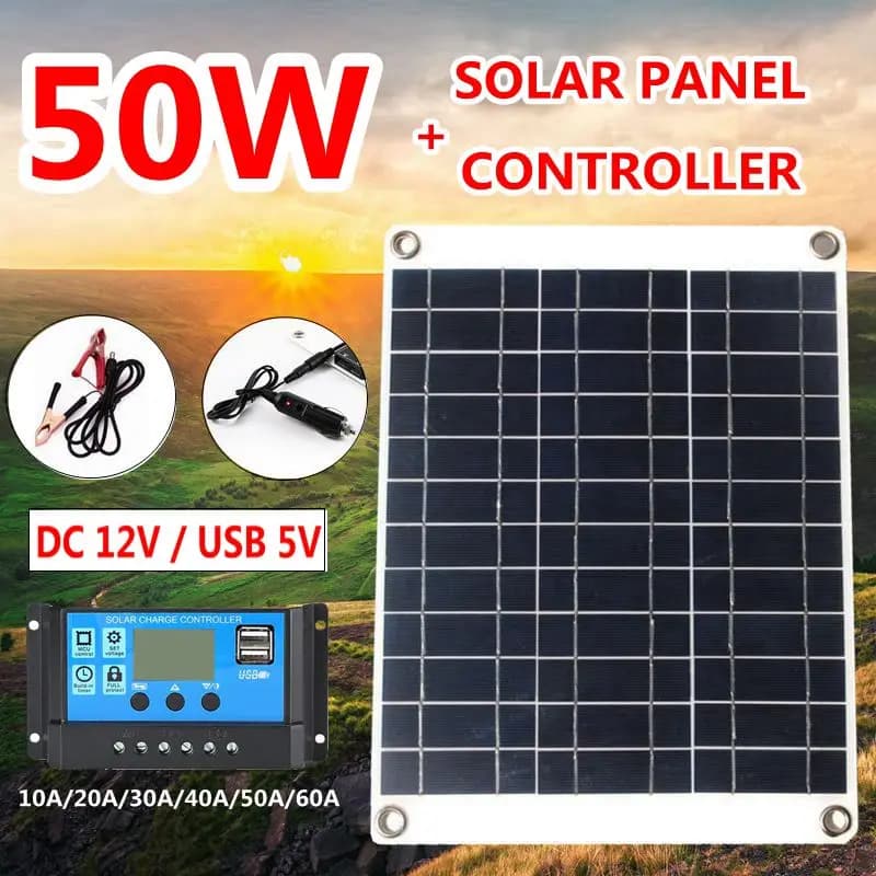 Kit de panneau solaire portable, chargeur solaire USB pour touristes, étanche, cellules solaires, banque d'alimentation de téléphone avec