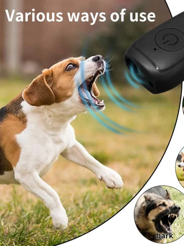 Répulsif à ultrasons portable pour chiens, rechargeable 180 mAh, 23 40 kHz, outil de dissuasion longue portée pour extérieur avec lampe torche