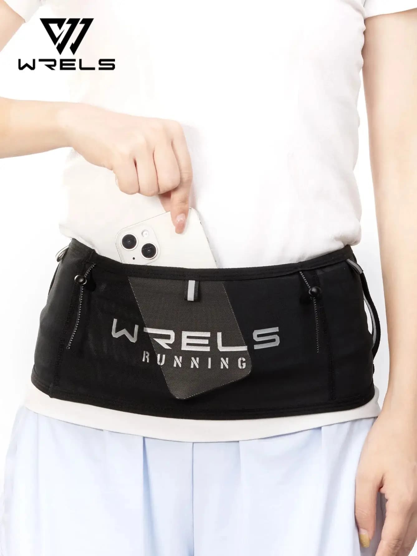 WRELS sac de taille multi-fonctionnel Invisible sac de taille de course grande capacité respirant Fanny Pack Marathon Triathlon sac de taille