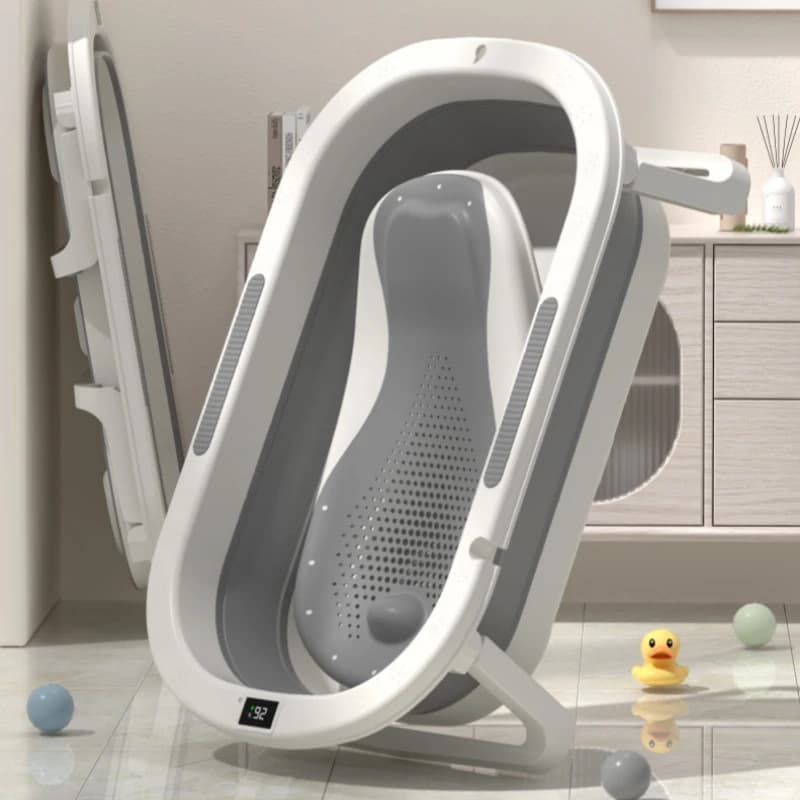 Baignoire pour bébé, baignoire chauffante pliable pour tout-petits, pour position assise et allongée, articles de salle de bain domestiques pour