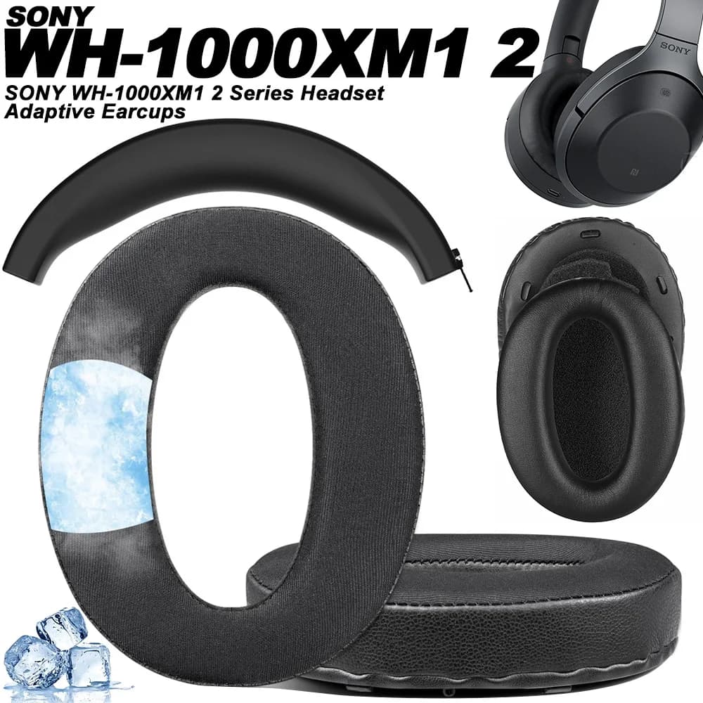Coussinets d'oreille compatibles avec SONY WH-1000XM1/2, en cuir protéiné et mousse à mémoire de forme, coussinets de remplacement pour écouteurs