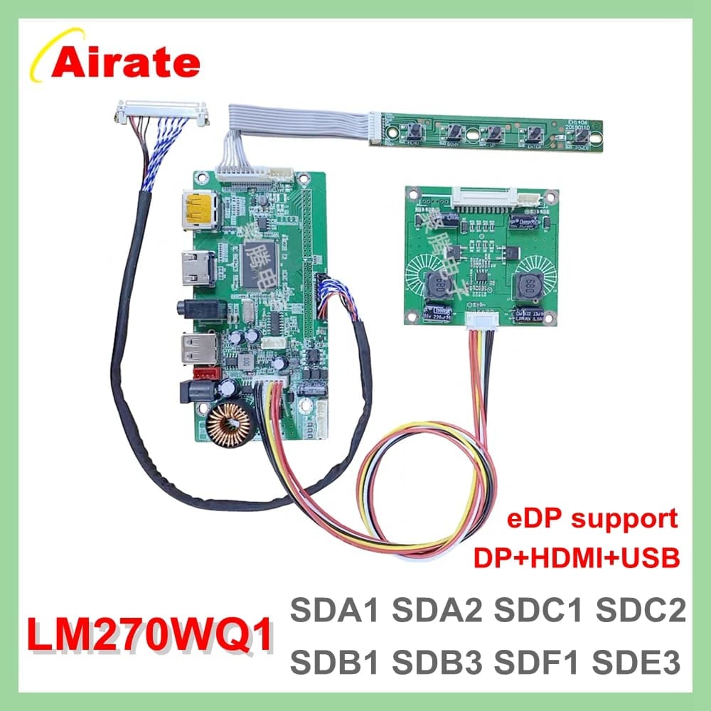 27 pouces DP + HDMI + USB vers EDP carte de lecteur LM270WQ1-SDC2/LM270WQ1-SDA2/LM270WQ1-SDE3 Kit de carte de commande pour écran LCD LED 2560X1440