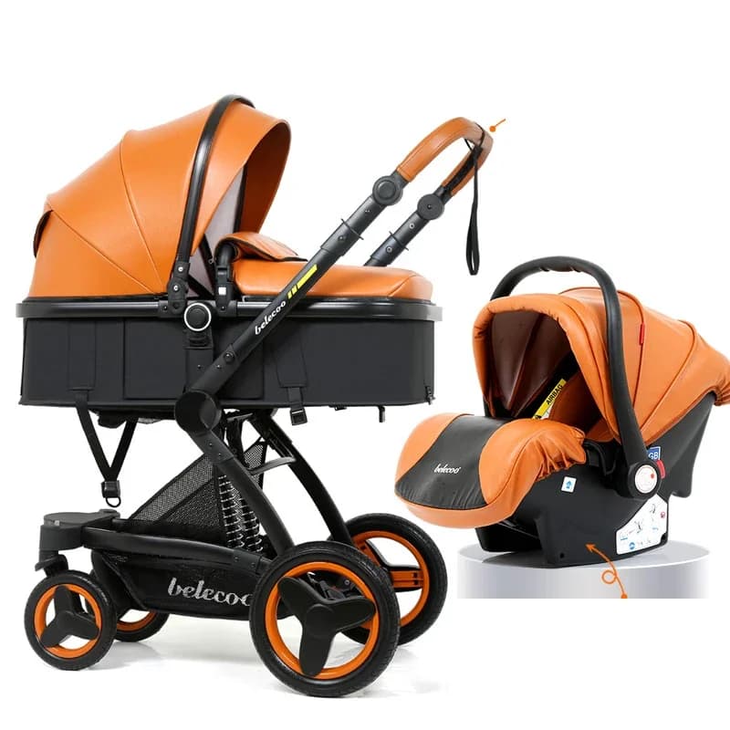 Poussette bébé 3 en 1 avec siège auto, landau pliable pour nouveau-nés, poussette étanche de haute qualité