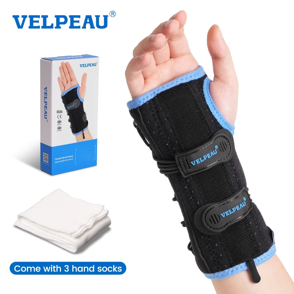 VELPEAU Attelle de poignet pour douleur au canal carpien, arthrite et entorses, attelle de poignet avec cordons de tension élastiques réglables