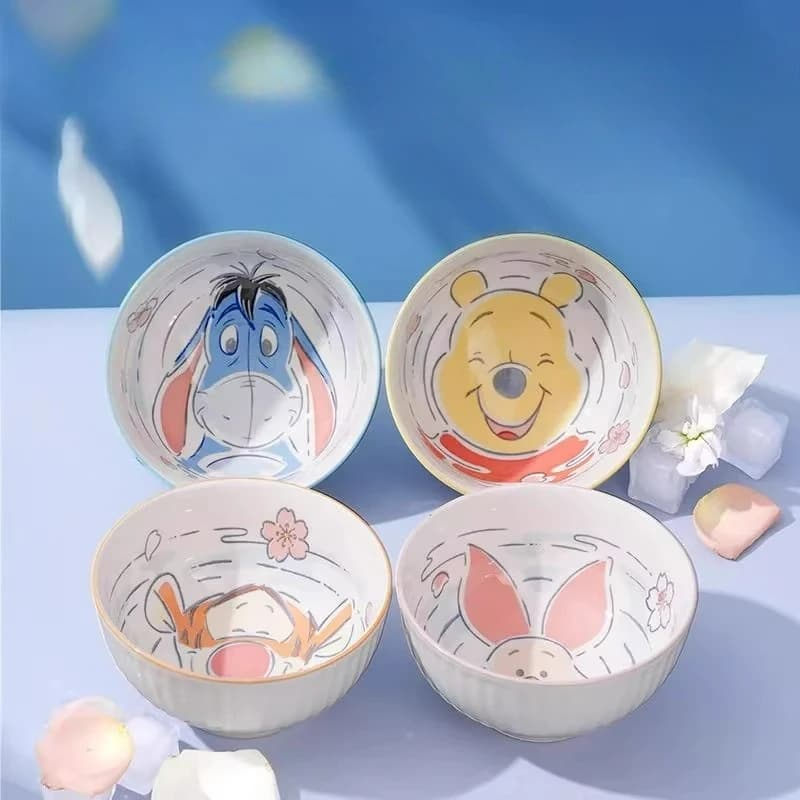 Bol en céramique ourson Disney, bol de riz de style mignon, vaisselle Anti-usure, cadeaux d'anniversaire pour enfants