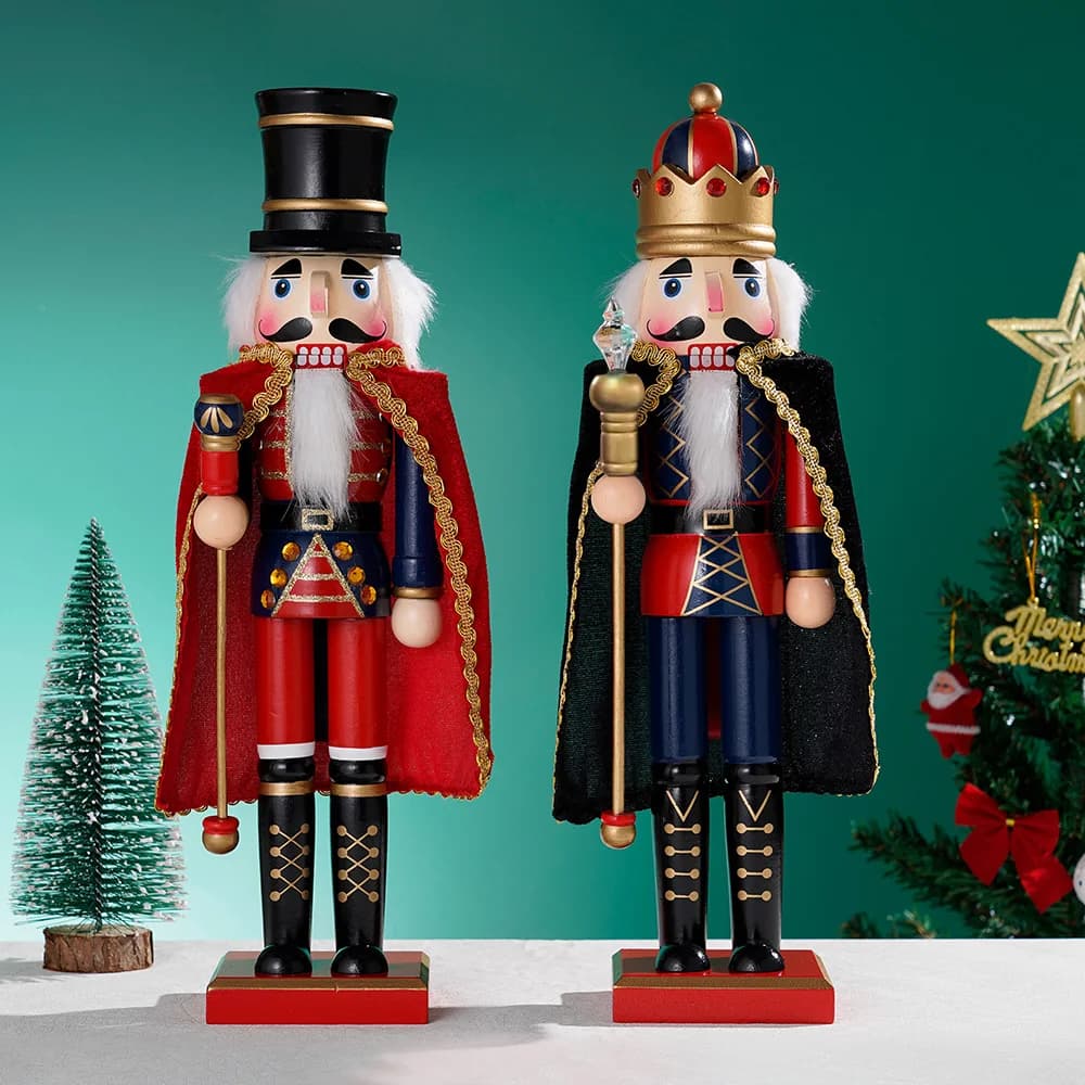 Casse-noisette de noël en bois 38CM, cape d'ornement, soldat, poupée artisanale, jouet, maison, bureau, décoration de noël, cadeau