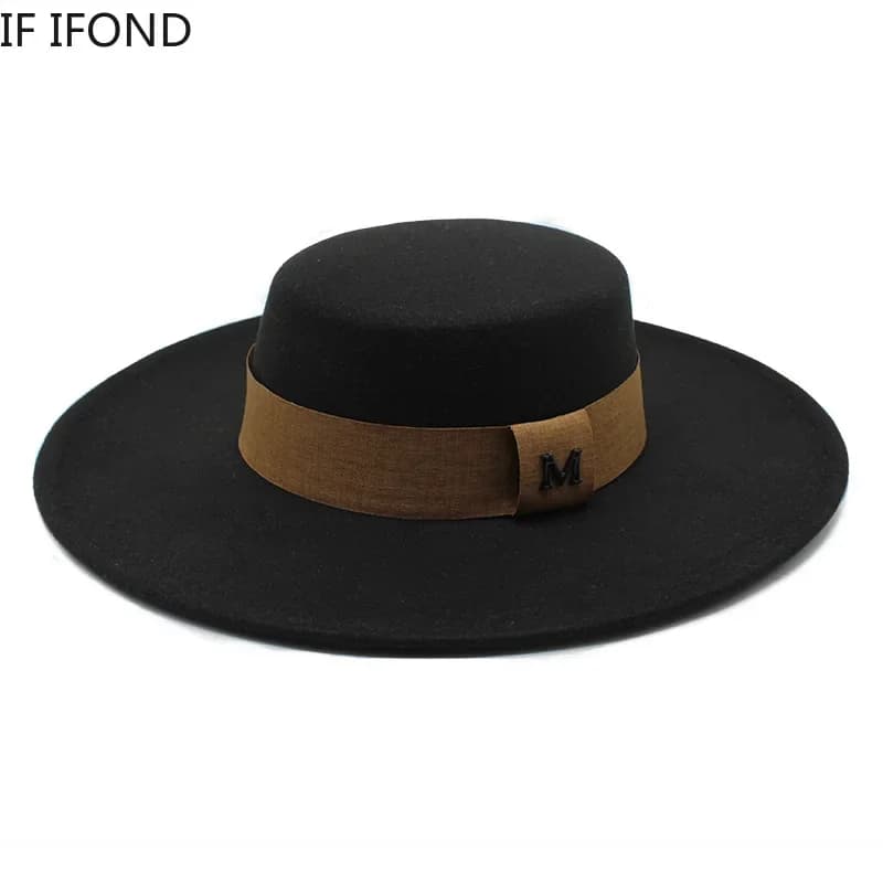 Fedora chapeau hommes Momen solide 10CM large bord Derby haut chapeaux mode noir Vintage Trilby feutre chapeau