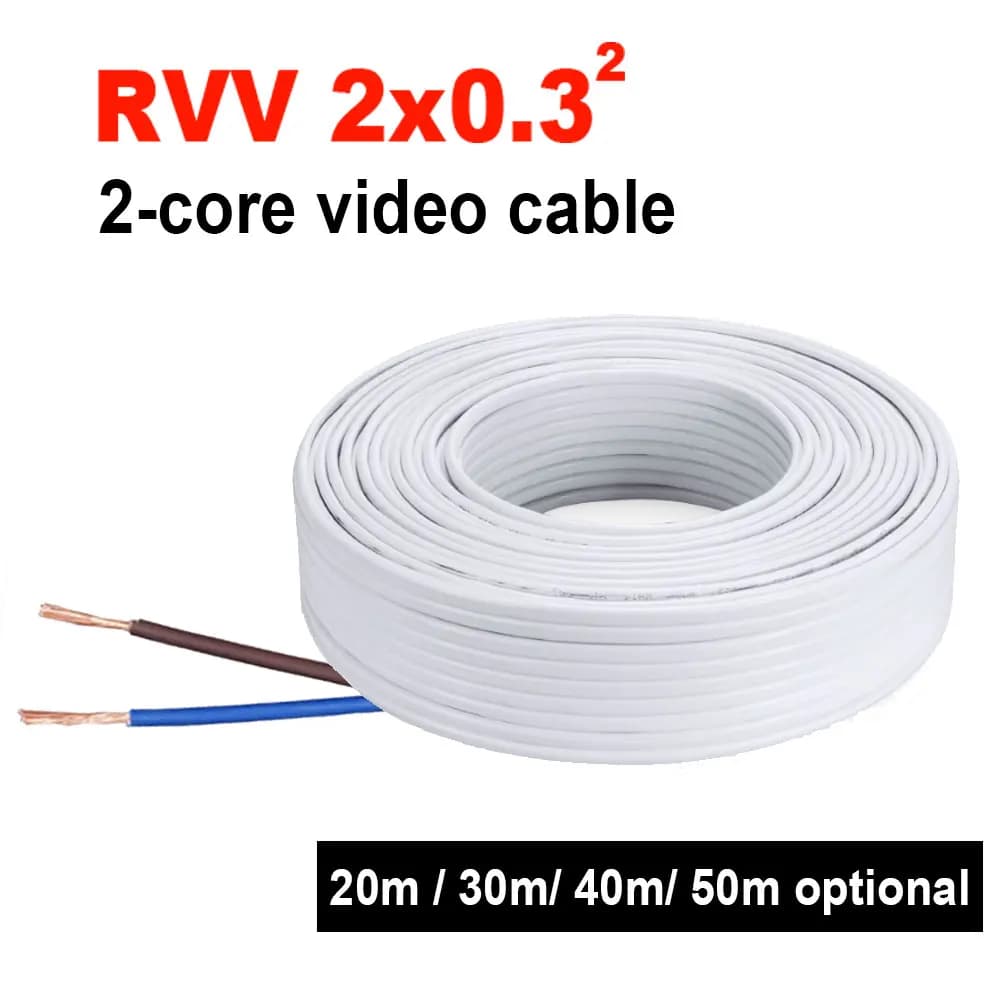 Câble à 2 fils de 50M, 20m/30m/40m, pour interphone vidéo/porte, câbles de sonnette