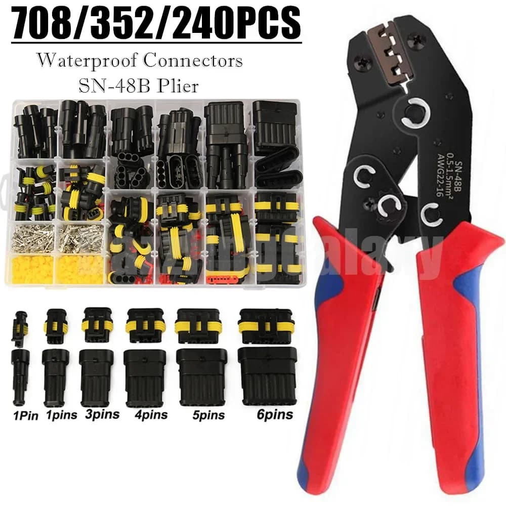 Prise de connecteur de fil de voiture, automobile étanche, moto, camion, SFP, pince à sertir mâle et femelle, 708 pièces, 352 pièces, 240