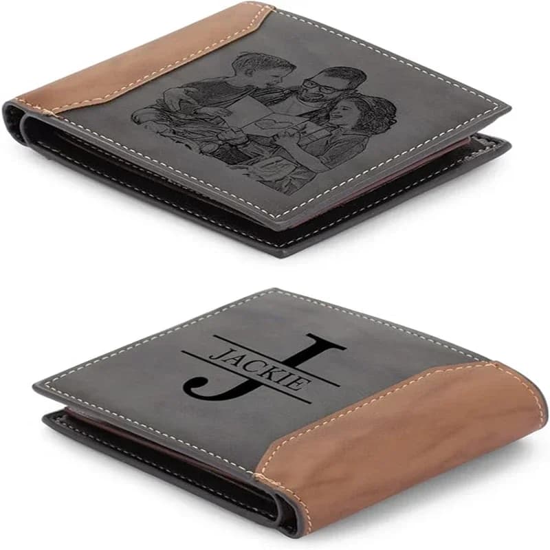 Portefeuille pliable avec nom de Photo personnalisé, porte-carte pour hommes, cadeau personnalisé pour noël, mari, fête des pères, cadeaux