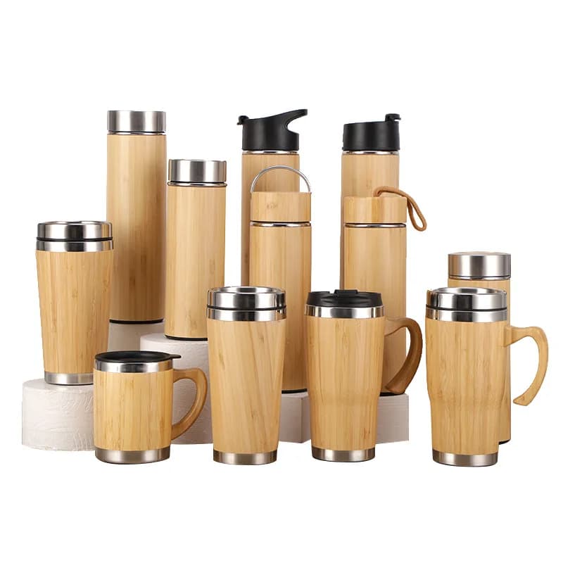 Thermos en bambou personnalisé, tasse isolée, bouteille d'eau créative isolée en bambou, tasse de voyage chauffante, tasse de bureau