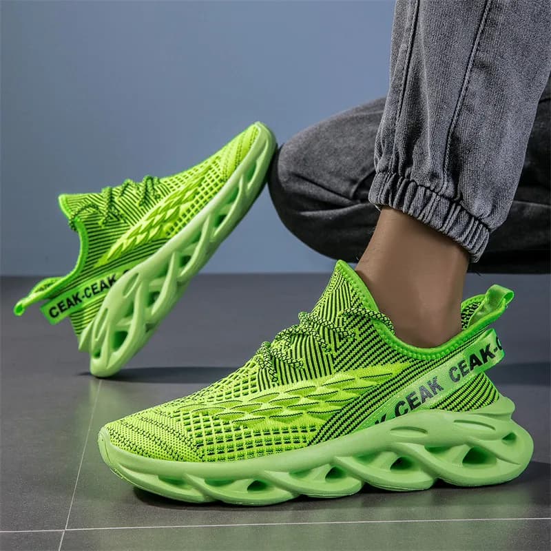 Nouvelle mode vert hommes chaussures de course grande taille 47 respirant lame chaussures formateurs hommes chaussures de sport légères Zapatillas