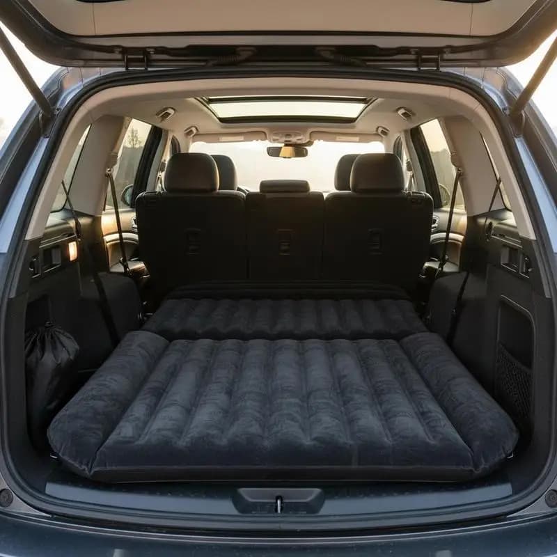 Lit de voyage double face avec doublure épaisse et sac de transport, matelas gonflable pour SUV pour le camping, noir
