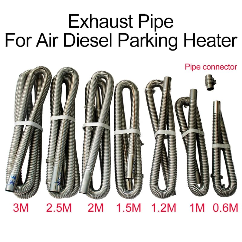 Chauffage à Air Diesel en Acier Inoxydable, Tuyau d'Aération pour Voiture, Camion, Van, 60cm, 100cm, 120cm, 150cm, 200cm, 250cm, 300cm