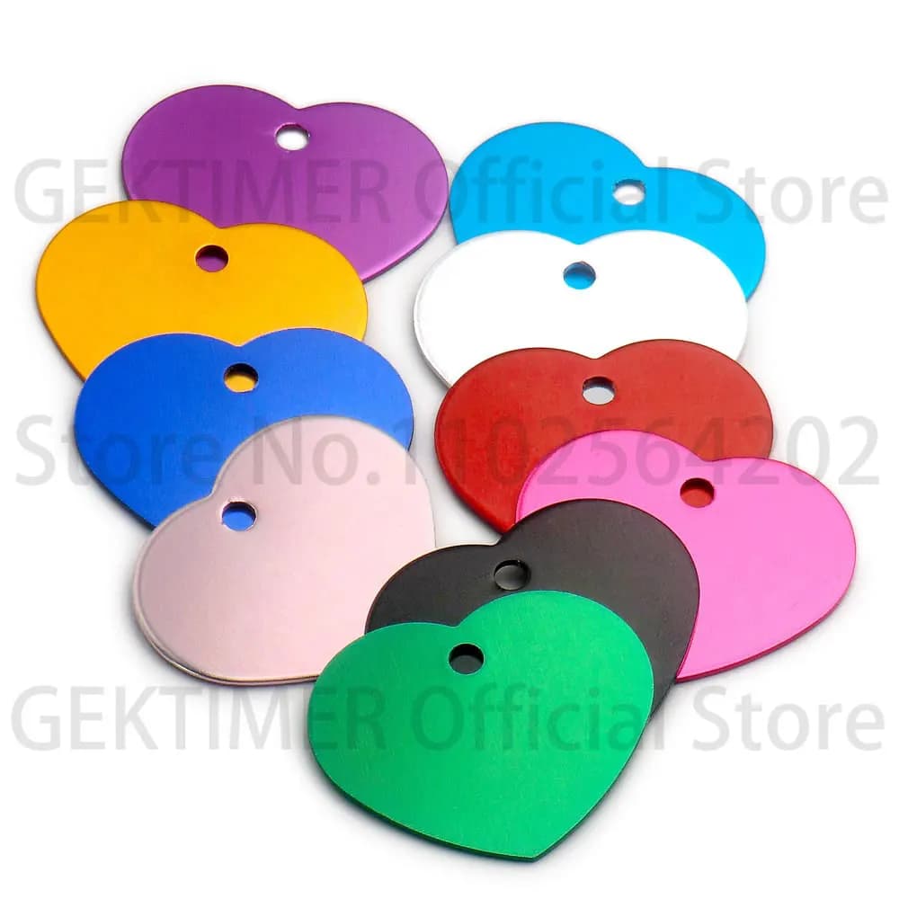 100 Pièces Accessoires Porte-clés en Aluminium, Breloques Cœur Personnalisables, Pendentifs Nom/ID pour Colliers, Accessoires de Fabrication DIY