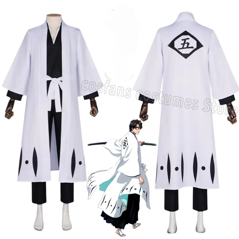Aizen Sousuke Cosplay Costume perruque eau de javel Cosplay mille ans guerre du sang Gotei 13 équipe 5 capitaine Robe Kimono tenues personnaliser