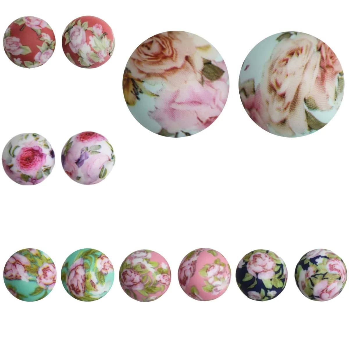 Perles en silicone imprimées de fleurs de football, perles de qualité alimentaire pour bijoux, collier de bricolage, bracelet, porte-clés,