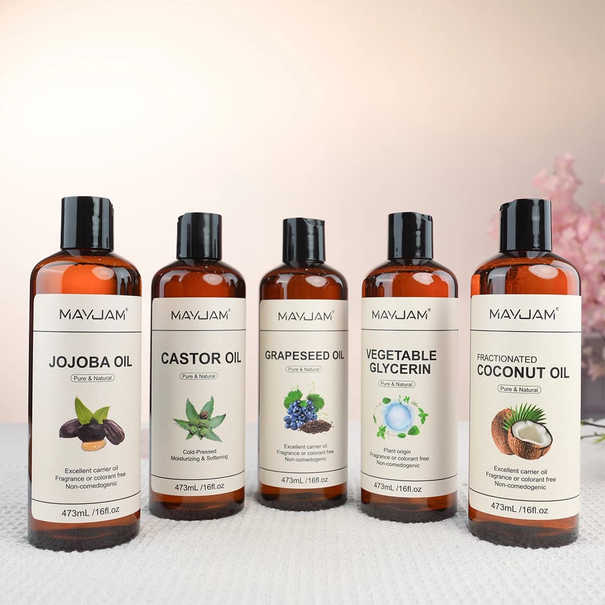 MAYJAM Jojoba graines de ricin légumes glycérine fractionnée huile de noix de coco hydratant visage cheveux peau huile de transport de Base