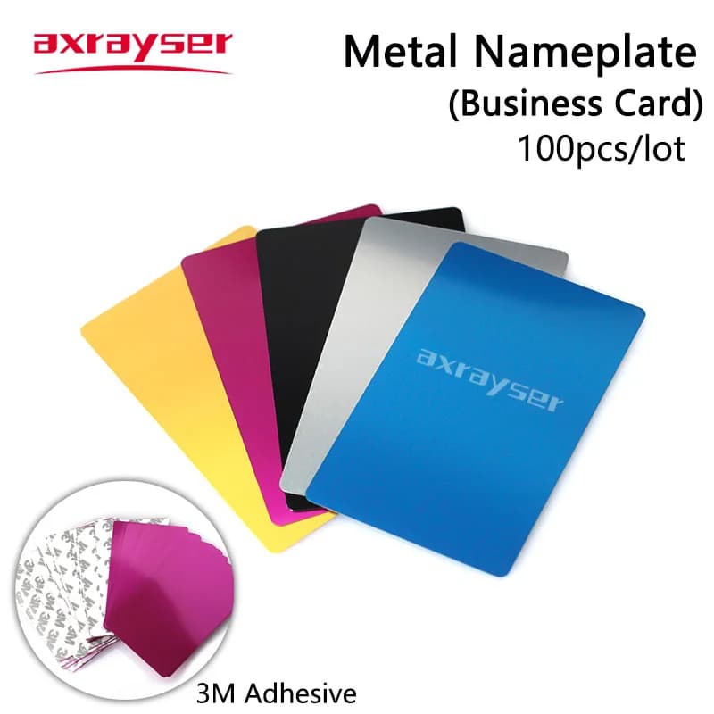 100 pièces plaque signalétique en métal cartes de visite multicolore en alliage d'aluminium matériel 5 couleurs pour Machine de marquage Laser