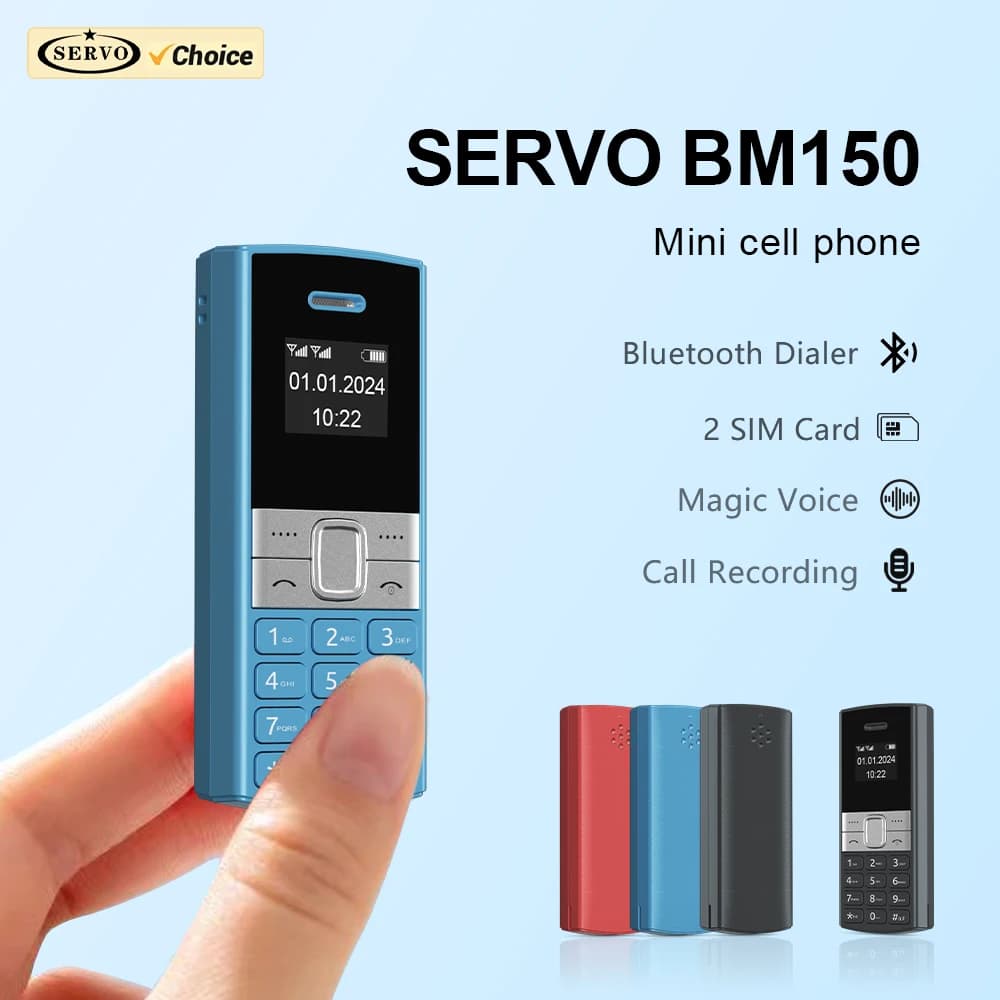 SERVO-Téléphone portable BM150 pour touristes, EpiMini Mobile, Magic Voice, Bluetooth Dialer, Speed Dial, Appel statique, Petit téléphone portable