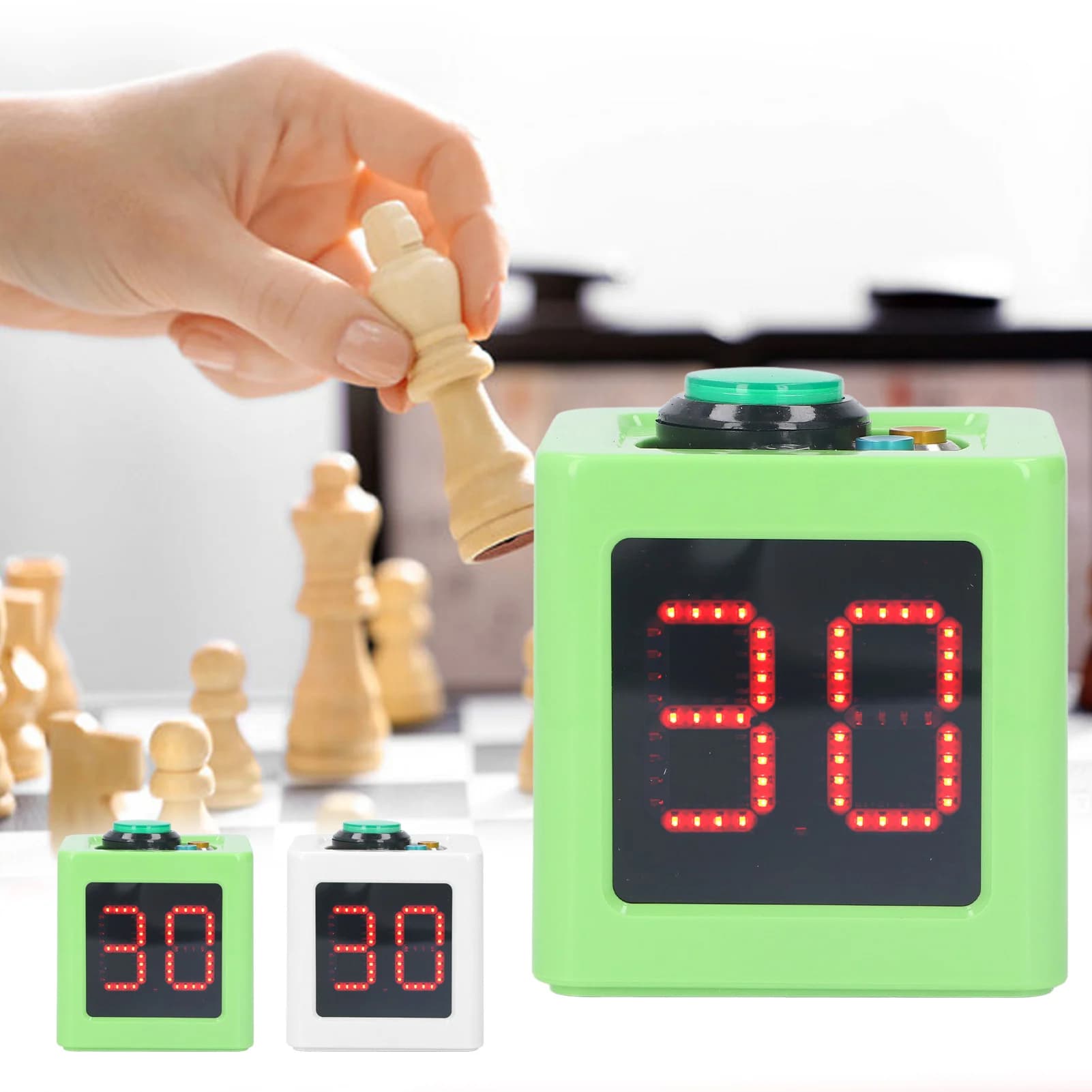Cube Timer 1,4 pouces, chronomètre numérique à compte à rebours à 4 faces pour casinos d'échecs de poker privés