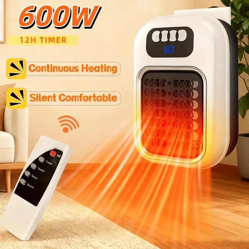 Chauffage électrique Portable, prise murale, Mini radiateur, Machine chauffante à distance, silencieuse, pour chambre à coucher, salle de bain,