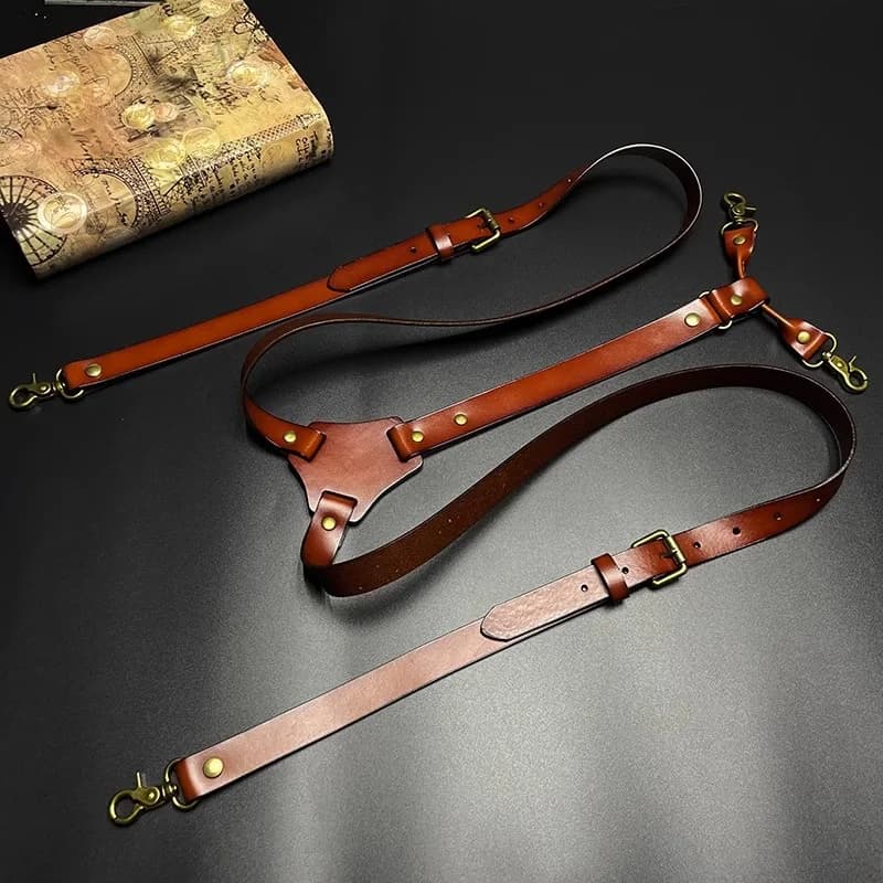 2*125 cm Vintage en cuir véritable homme bretelles 4 crochets y-back bretelles réglables GUCUANNVIC bretelles pantalons femmes bretelles