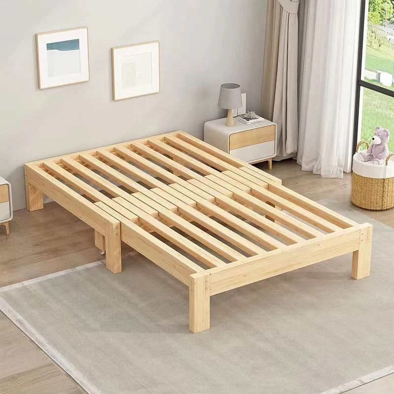 Lit pliant en bois tatami, simple, double usage, multifonctionnel, rétractable, lit simple extractible, meubles de chambre individuels