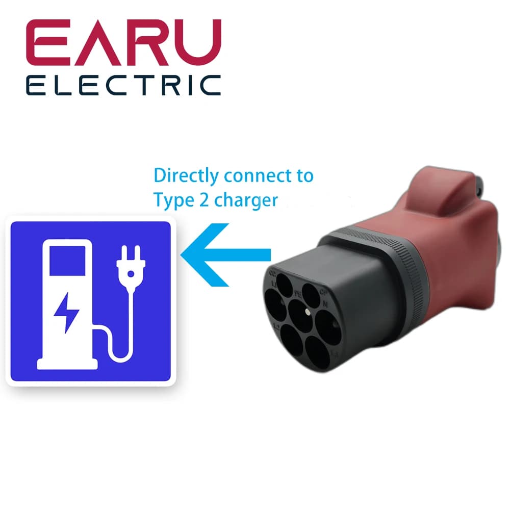 Prise mâle Portable 220V Type 2 vers prise Schuko, adaptateur de charge EV, accessoires de voiture, pour connecteur EV de chargeur EV