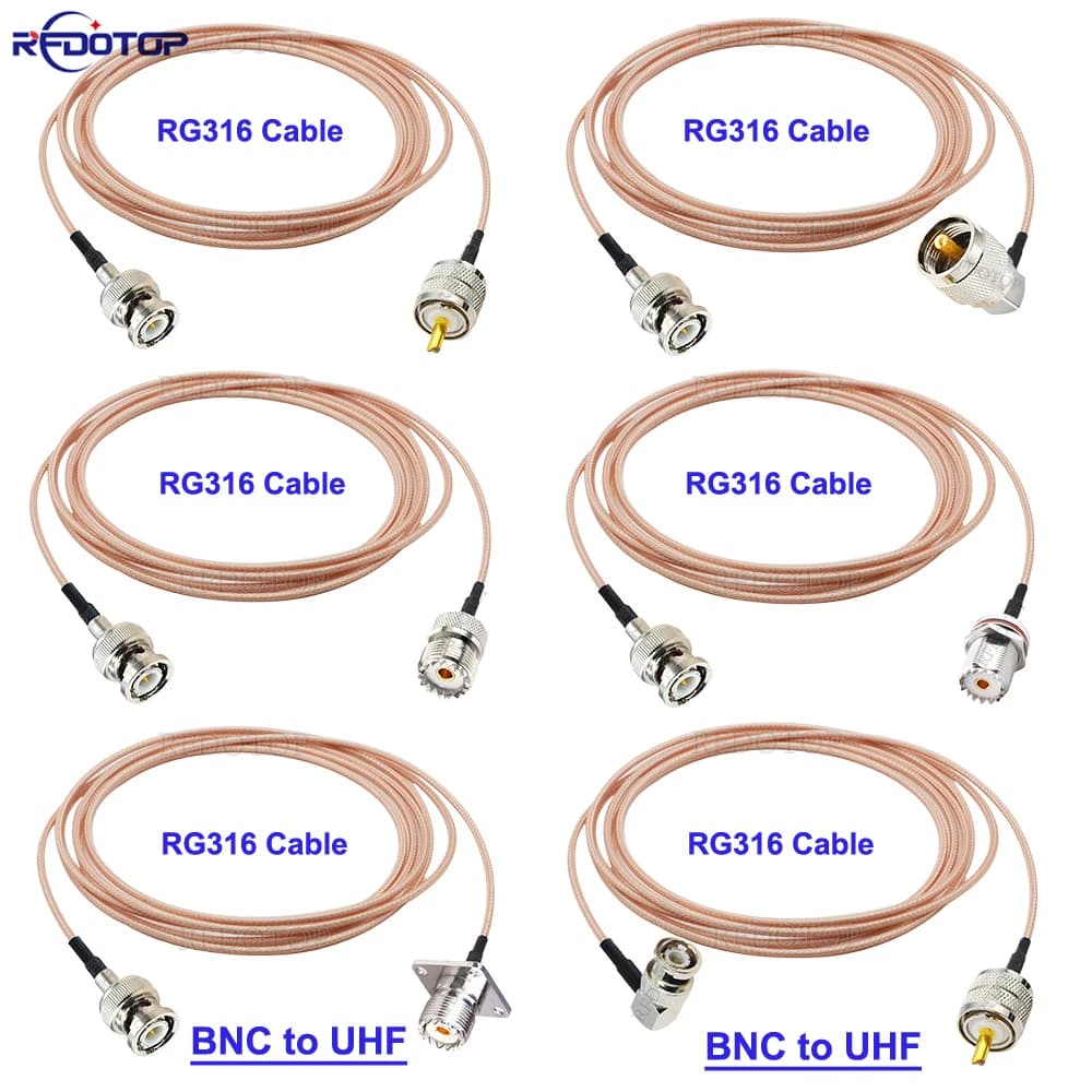 RG-316 BNC mâle à UHF mâle/femelle connecteur 50 Ohm RG316 RF câble Coaxial cavalier Pigtai pour CB Radio jambon Radio Scanner