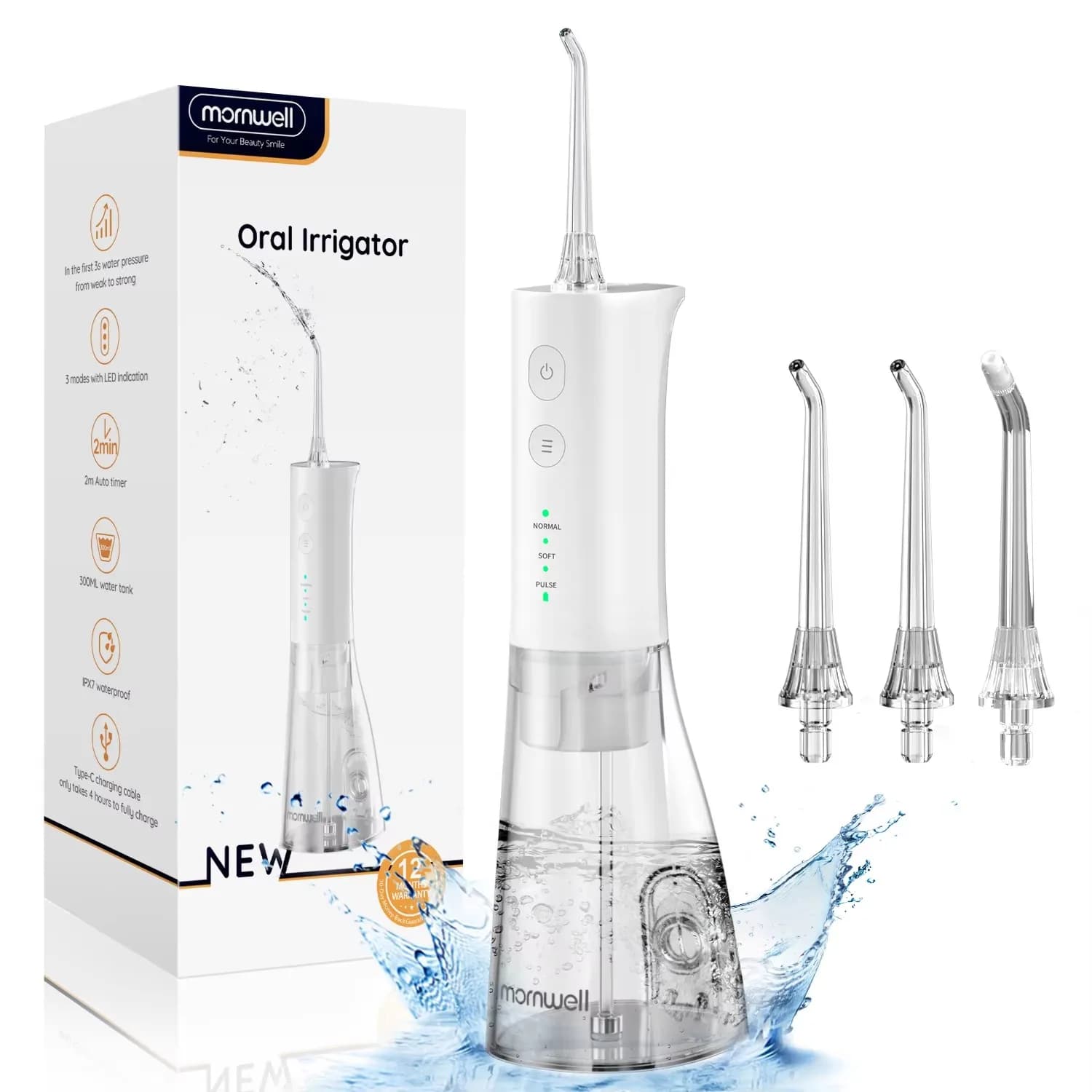 Hydropulseur électrique Rechargeable, 300ML, pour nettoyer les dents, étanche, irrigateur buccal Portable, pour la maison et les voyages