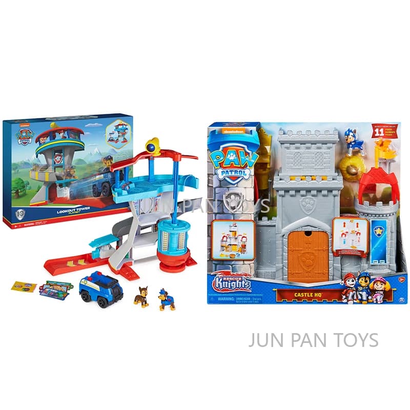 Paw Patrol Rescue Knights Castle Playset, Tour de guet HQ, Lanceur de voiture, Chase Action Figure Toys, Collecemballages Boy Toy, Original