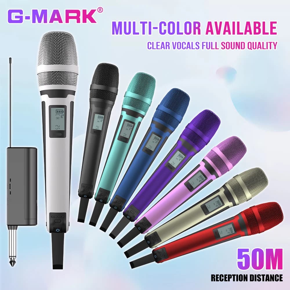 G-MARK SKM9000 Sans Fil Microphone Professionnel UHF Mort Réglable Métal Sheel Pour Paryt Show fuchsia Mariage