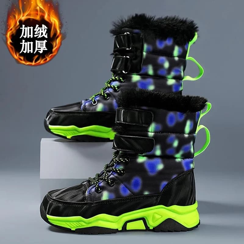 Bottes chaudes en velours et coton épais pour enfants, semelle en caoutchouc antidérapante, imperméables, baskets de marche en plein air, bottes