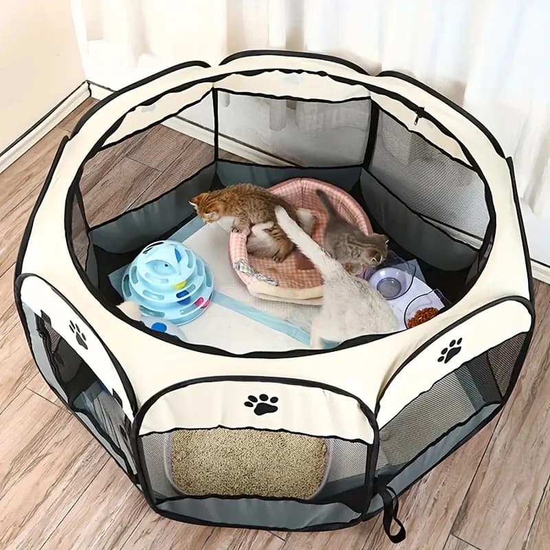 Clôture Octogonale pour Animaux de Compagnie, Chambre de Maternité pour Chat, Tissu Oxford Imperméable et Résistant aux Rayures, Tente pour