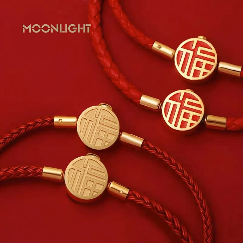 MOONLIGHT Bracelet en cuir véritable tressé pour femme de haute qualité classique rouge bon chanceux béni Bracelet femme bijoux cadeaux