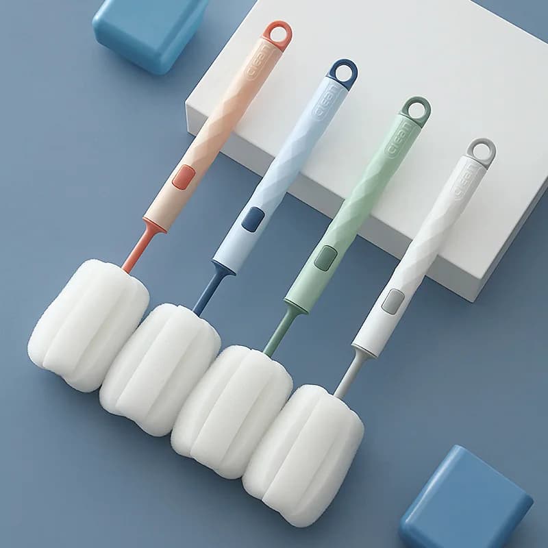 Brosse à biberon rotative à 360 degrés, ensemble de brosses de nettoyage pour tétines de bébé et gobelets, à tête souple, de qualité