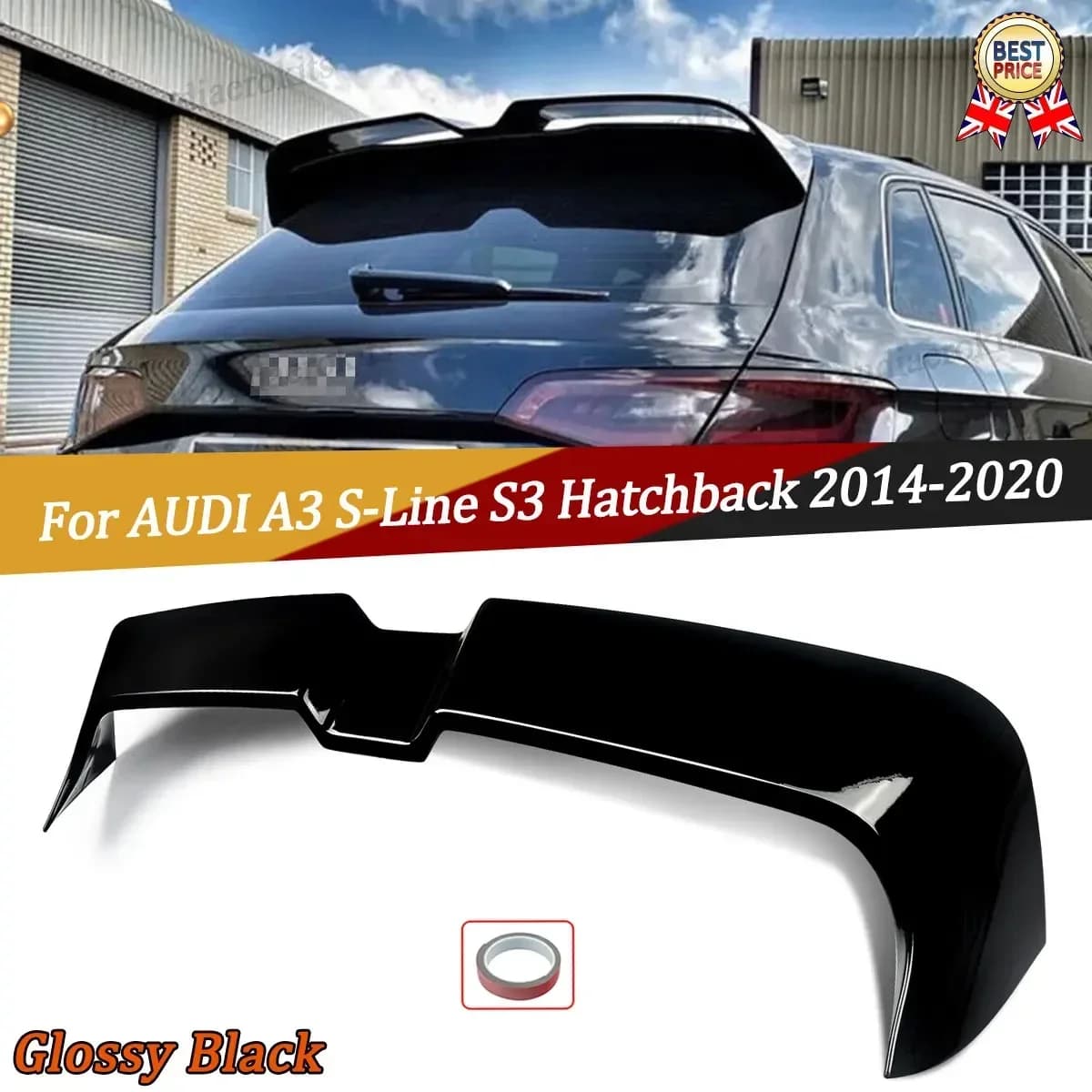 Aileron de Toit pour AUDI A3 8V SPORTBACK (5 Portes) 2013-19, Accessoires de Voiture de Style OTG Noir DirSS