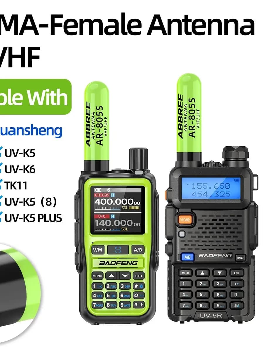 ABBREE AR-805S Mini antenne talkie-walkie SMA-femelle UHF VHF double bande à Gain élevé pour Baofeng UV-5R mini UV-21 PRO Radio amateur