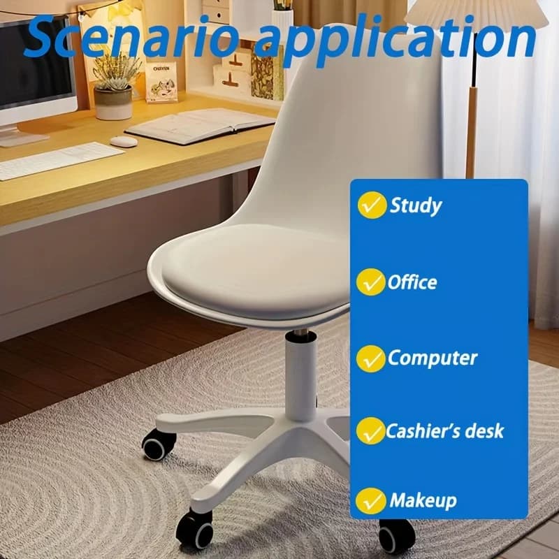 Tabouret roulant ergonomique avec siège et dossier plus larges, capacité de poids 136.08 KG, 360 °   Chaise pivotante pour bureau à domicile,