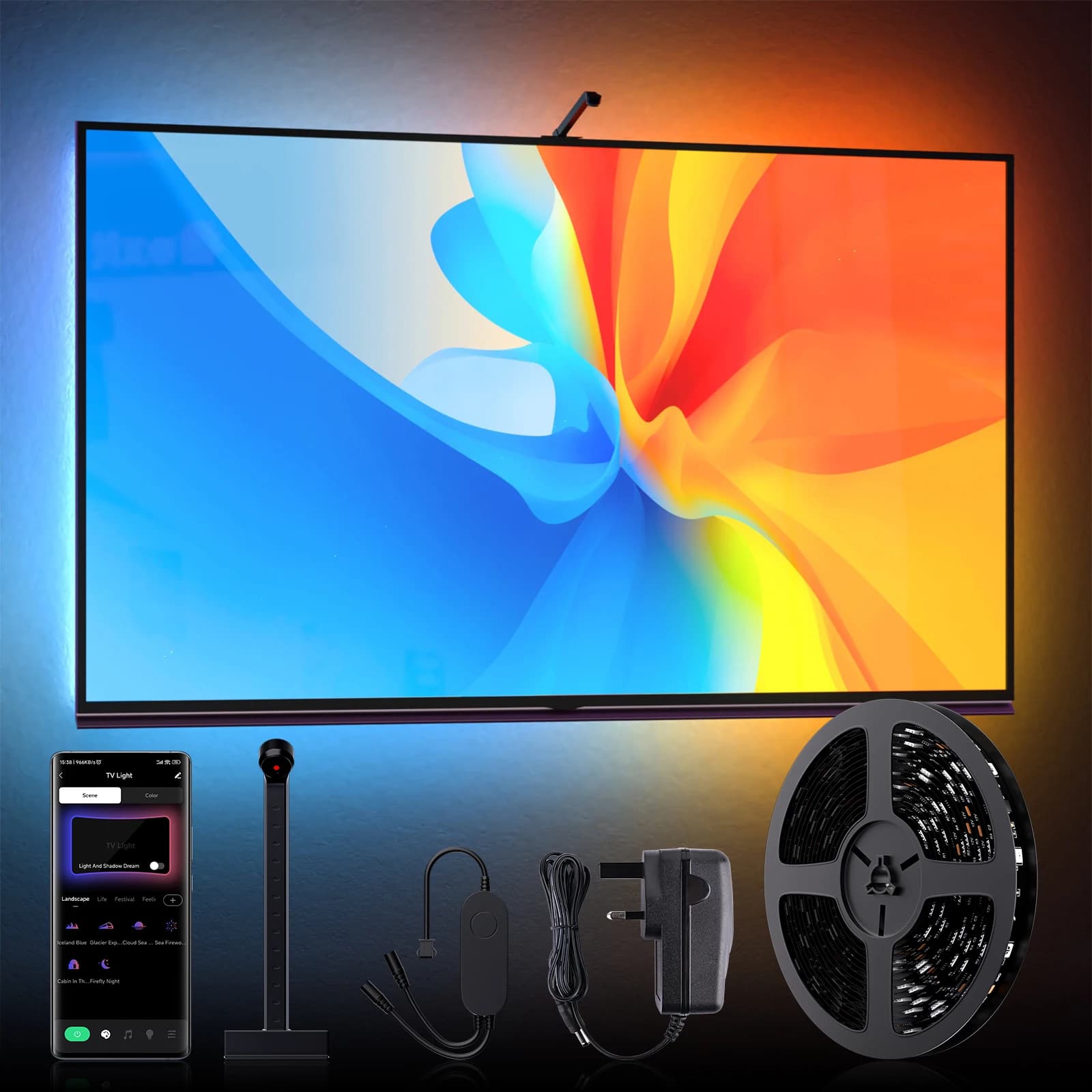 Rétroéclairage TV par Immersion avec caméra, synchronisation de la télévision ambiante intelligente, synchronisation d'éclairage, bande