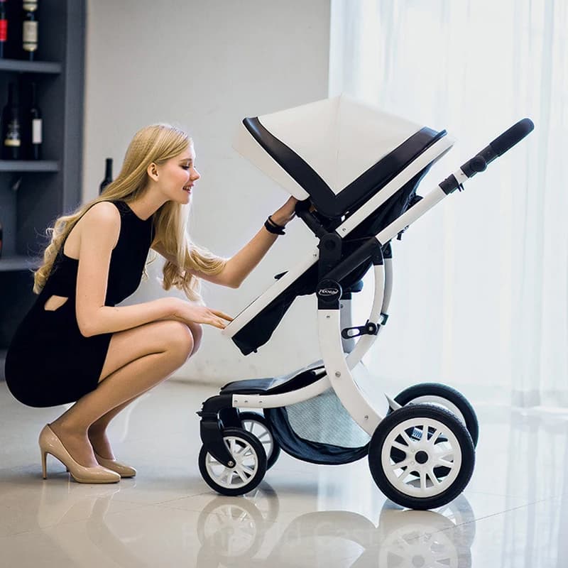 Poussette et siège auto en cuir PU pour bébé, poussette portable High Landscape, landau blanc, nouveau, luxe, 3 en 1,2025