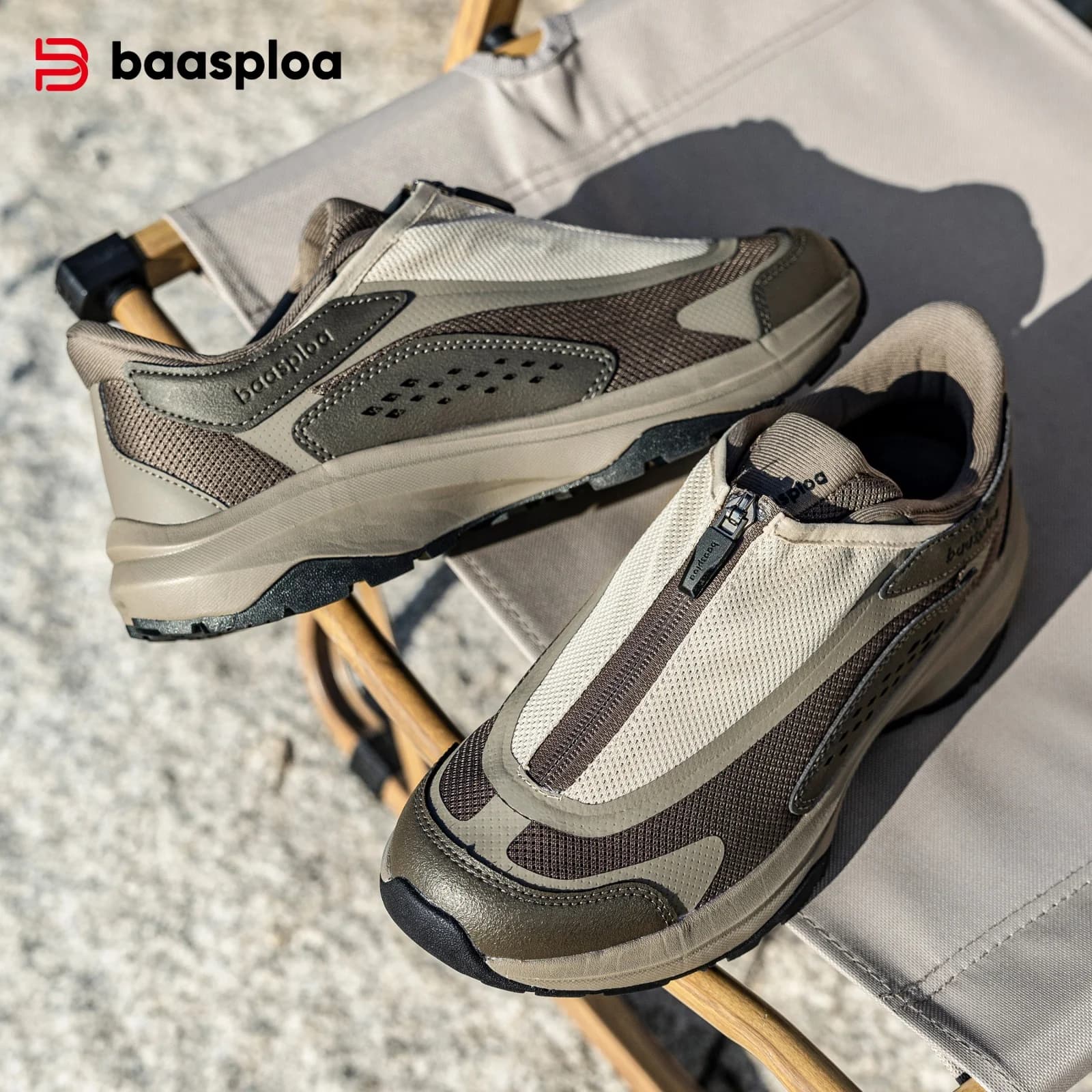 Baasploa hommes chaussures de randonnée maille respirant extérieur baskets tout nouveau confort Trail chaussures de course antidérapant résistant