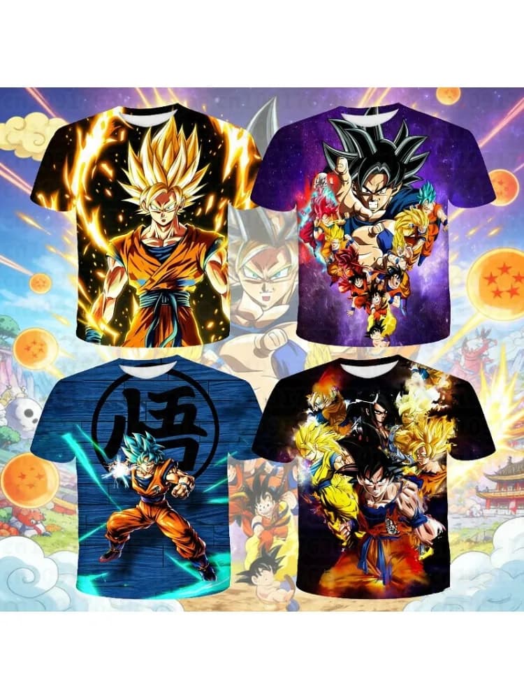 T-shirt Cosplay Garçon Dragon Ball Z Super Saiyan Goku 2026 Anime Orange – T-shirt Homme Respirant et Frais – Cadeau pour Garçons