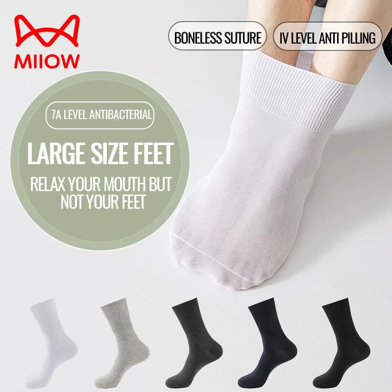 MiiOW grande taille chaussette hommes pur coton chaussette Anti odeur gros pieds élastique élargi chaussette ample Compression chaussette personnes