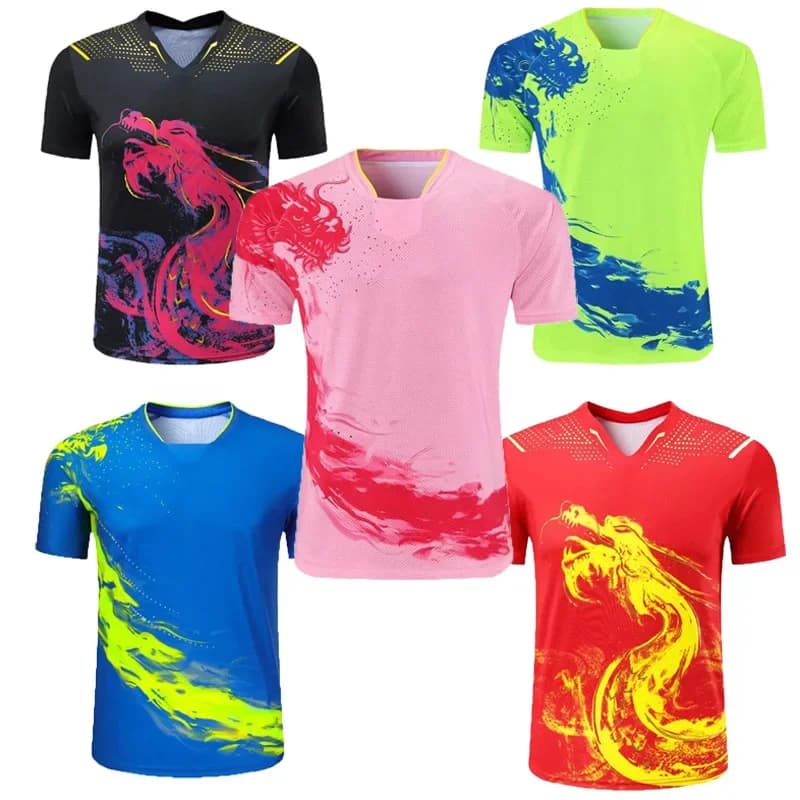 T-shirt Dragon chinois pour hommes et femmes, short de ping-pong pour enfants, chemise de badminton, maillot de tennis de table, t-shirts de tennis de
